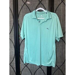 Tommy Bahama Polo Shirt Size Large Polyester Blend Collared Embroiderd Swordfish